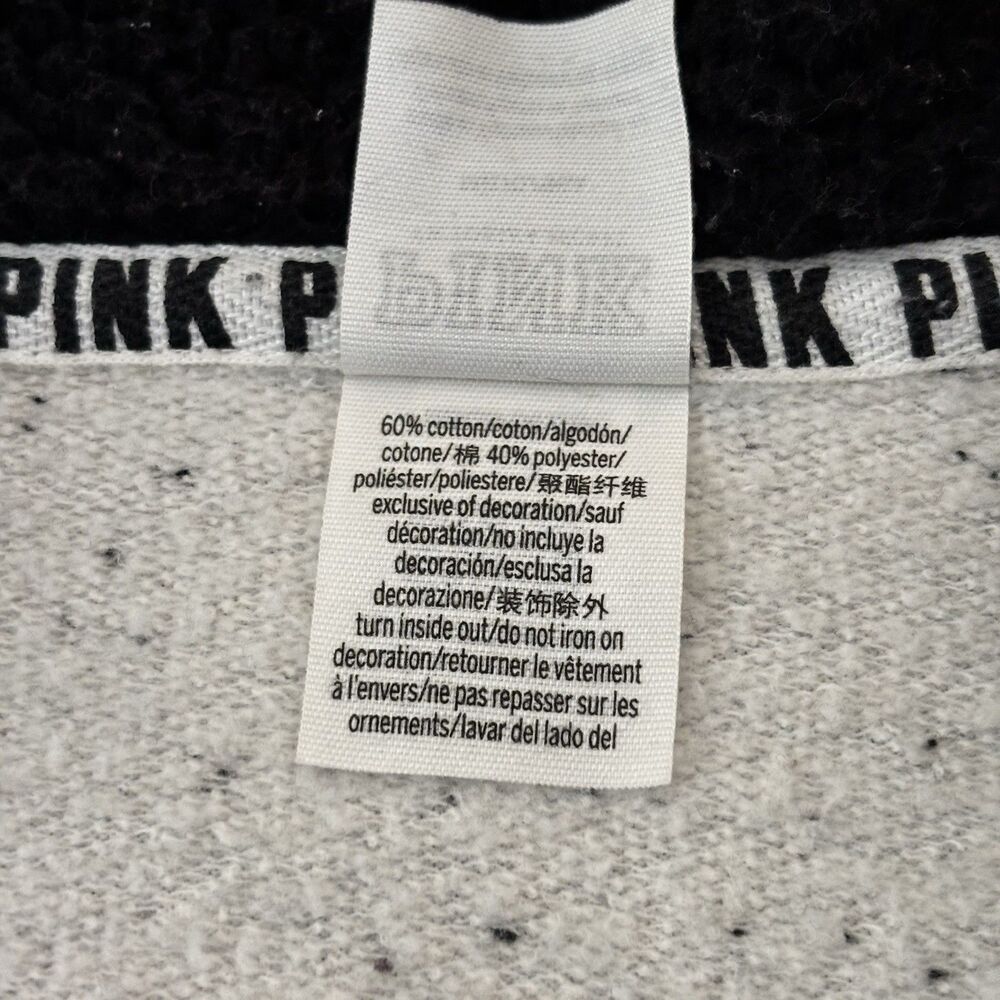 Victoria's Secret PINK Hoodie Silver Sequin Bling Pup Dog Logo Pullover Medium - Picture 7 of 16